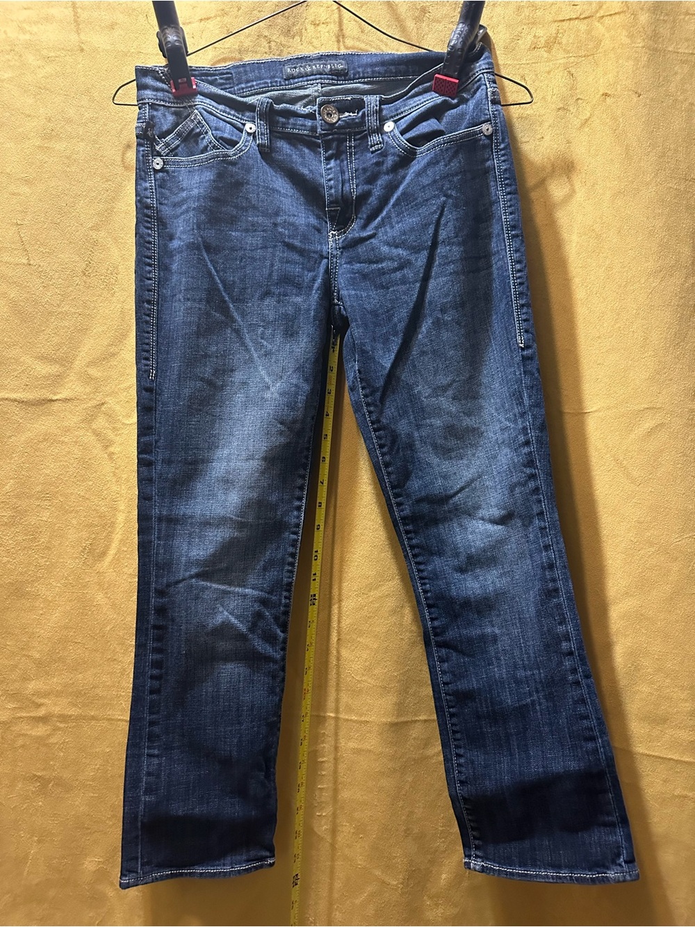 Rock & Republic Women's Straight Leg Jeans in Dark Blue Wash